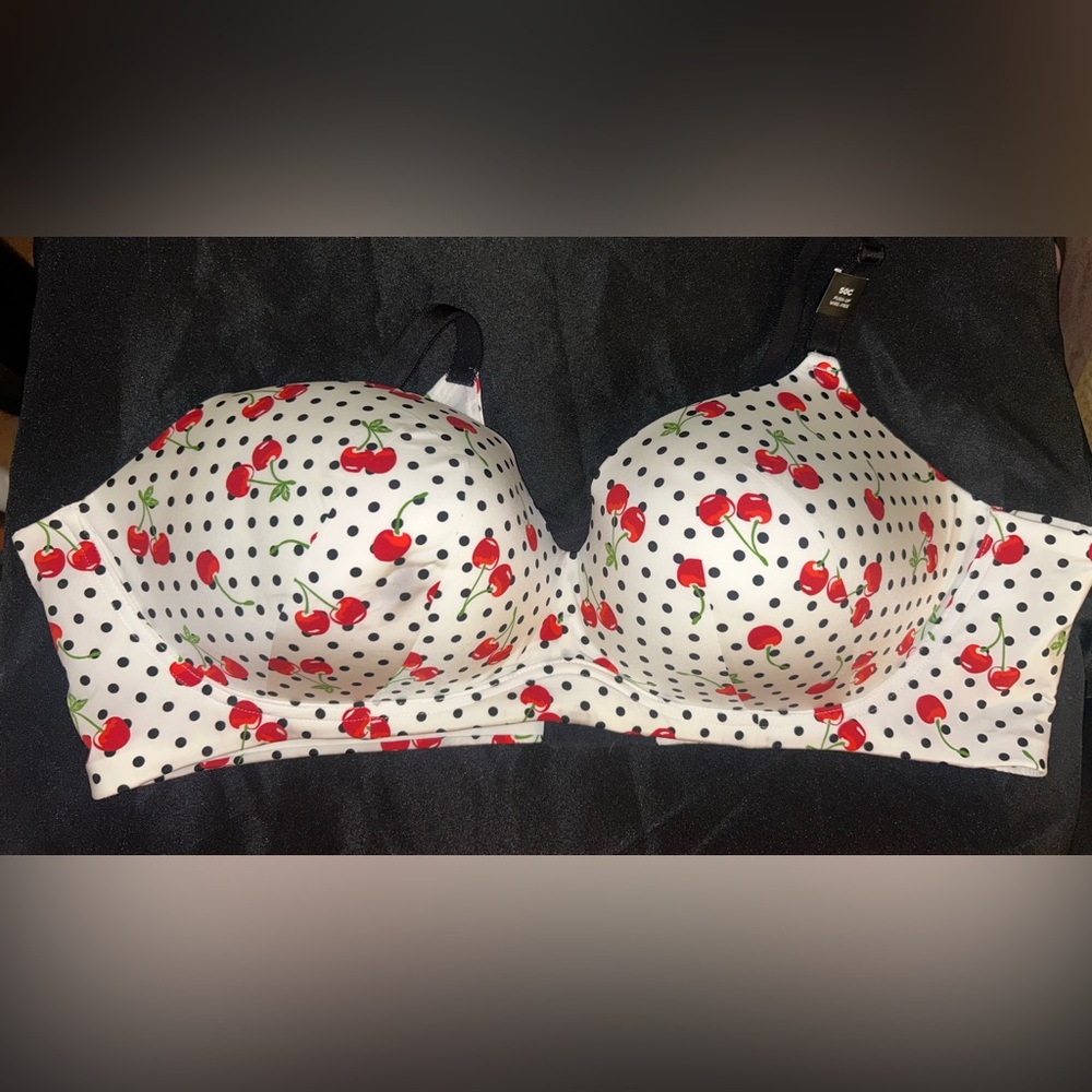 Torrid Cherry Print Bra with Black Accents